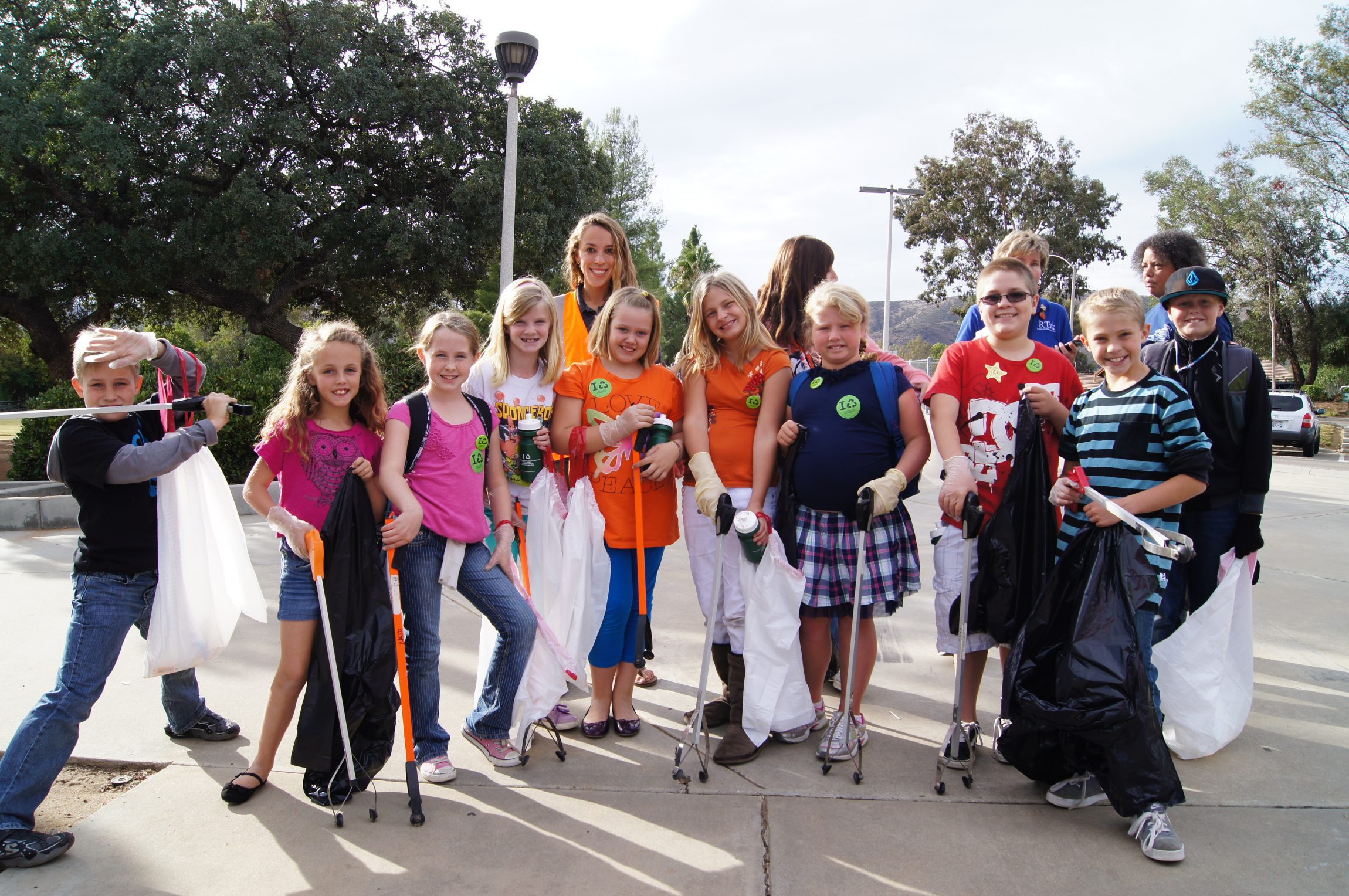 At the end of the day, students did a cleanup, picking up trash and recyclables near their school.