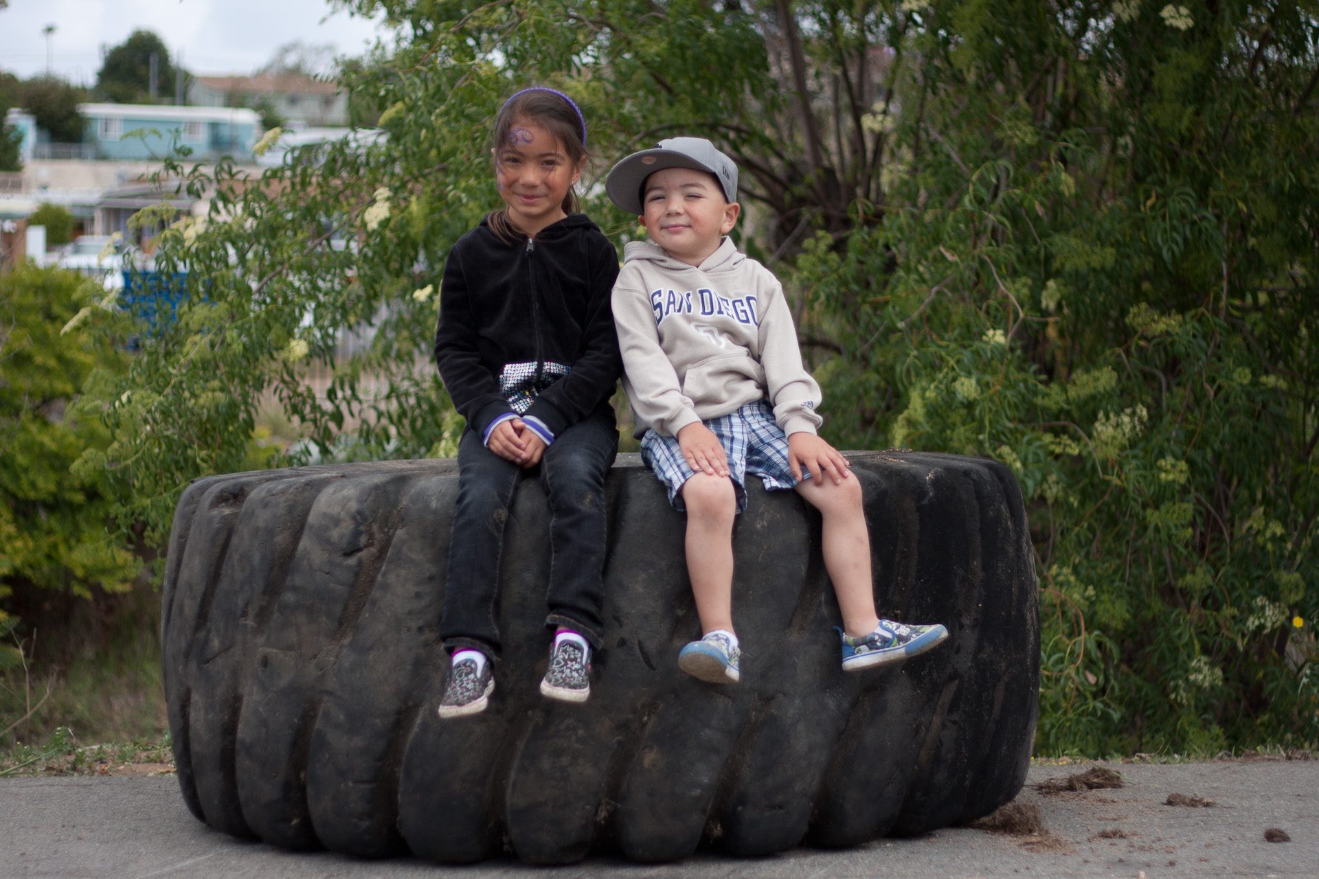 Two volunteers pulled this tractor tire out of Chollas Creek, though maybe with a little help…