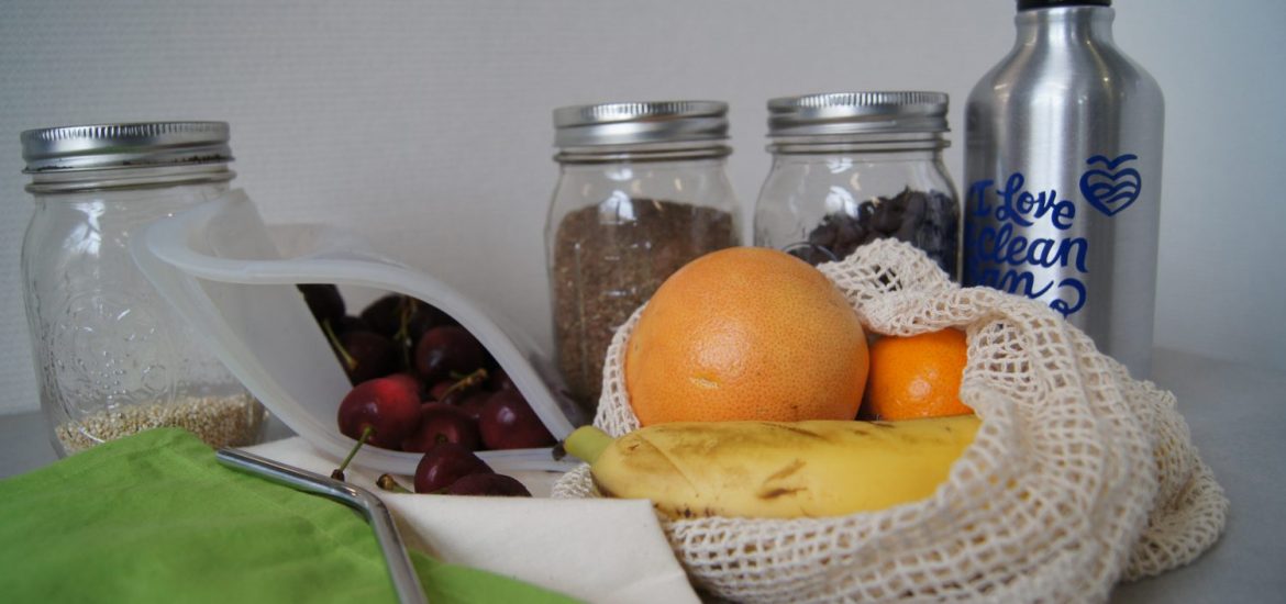 Always prepare to shop smart with reusable bags and jars for buying in bulk!